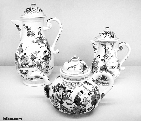 德国人率先在欧洲制造出了瓷器，图为迈森地方出产的茶具，约1720年。 （南方周末资料图/图）